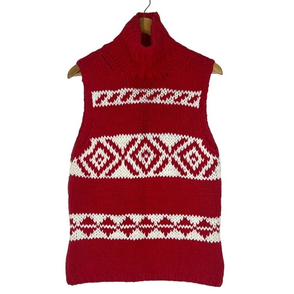 Saks Fifth Avenue Folio Collection Red Knit Apres Ski Vest